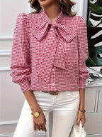 Chic Gingham Bow Shirt