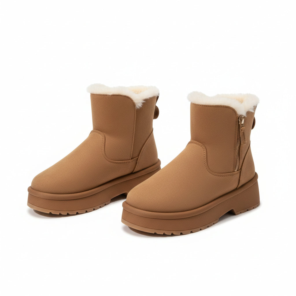 Cozy Faux Fur Platform Winter Boots for Women | Zip Ankle Boots.