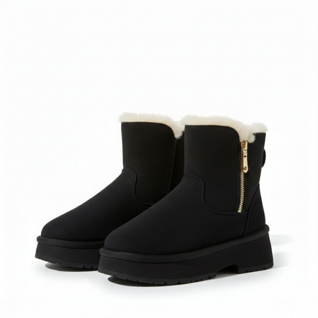Cozy Faux Fur Platform Winter Boots for Women | Zip Ankle Boots.