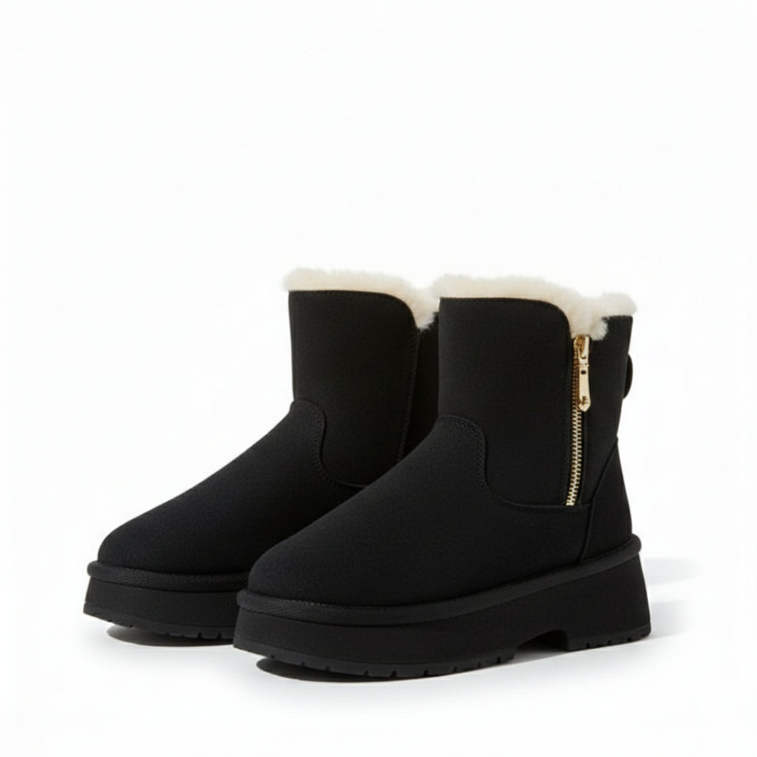 Cozy Faux Fur Platform Winter Boots for Women | Zip Ankle Boots.