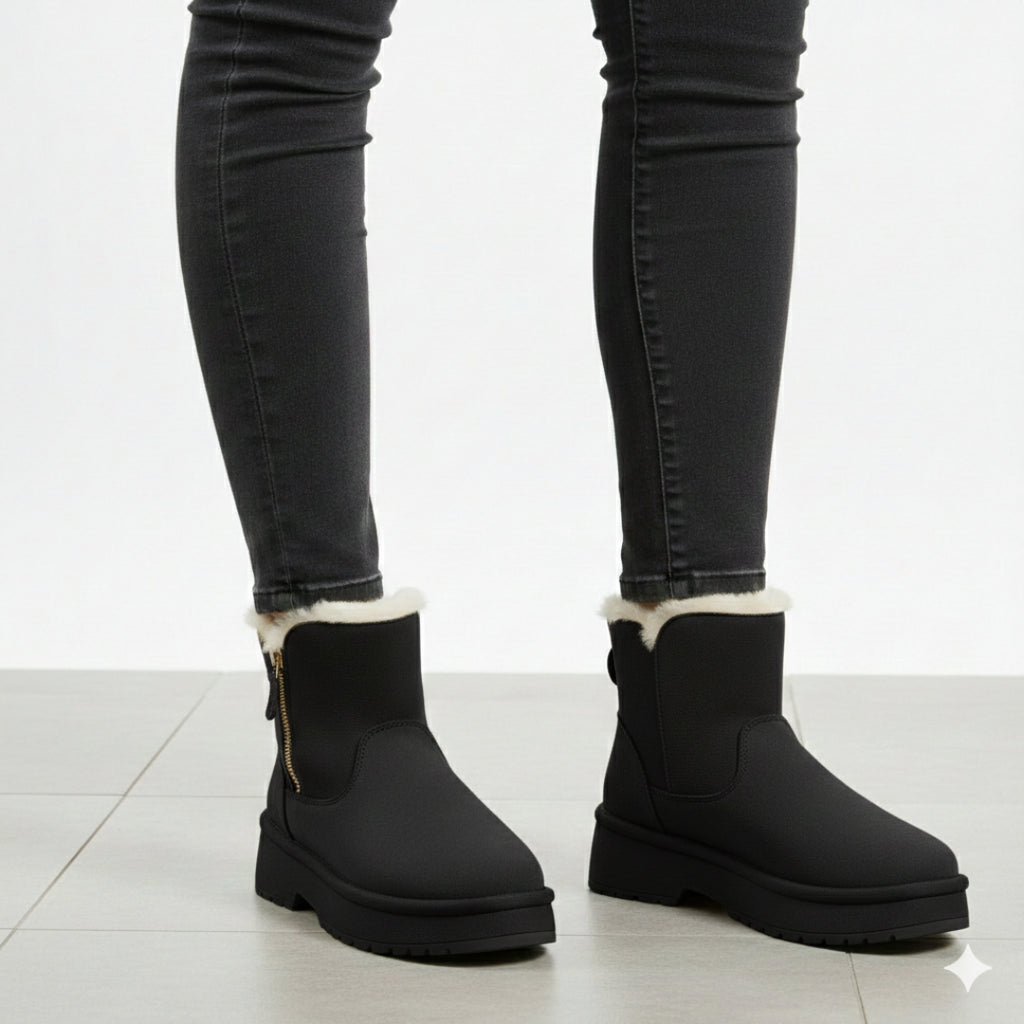 Cozy Faux Fur Platform Winter Boots for Women | Zip Ankle Boots.