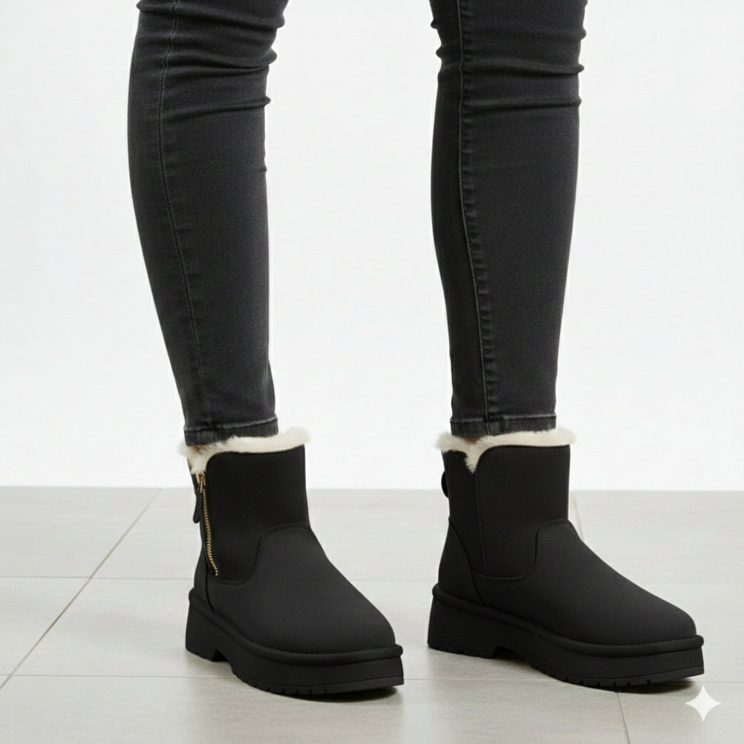 Cozy Faux Fur Platform Winter Boots for Women | Zip Ankle Boots.