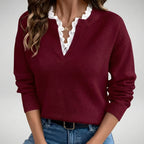 Evelyn - Chic knit sweater with elegant lace collar